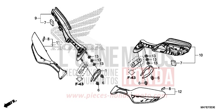 MIROIR von CBR1000RR "Fireblade" GRAND PRIX RED (R380) von 2019